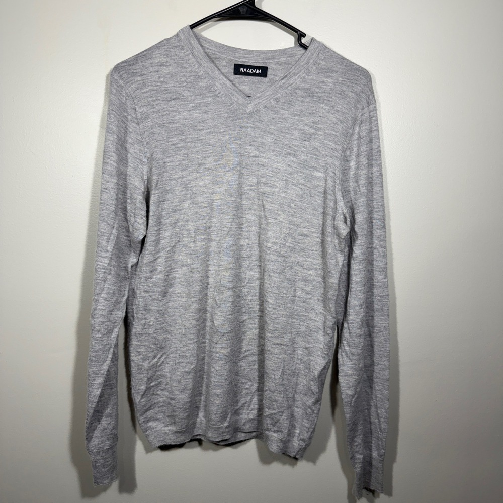 NAADAM 100% Cashmere Sweater V Neck Long Sleeve Gray Womens Size Small